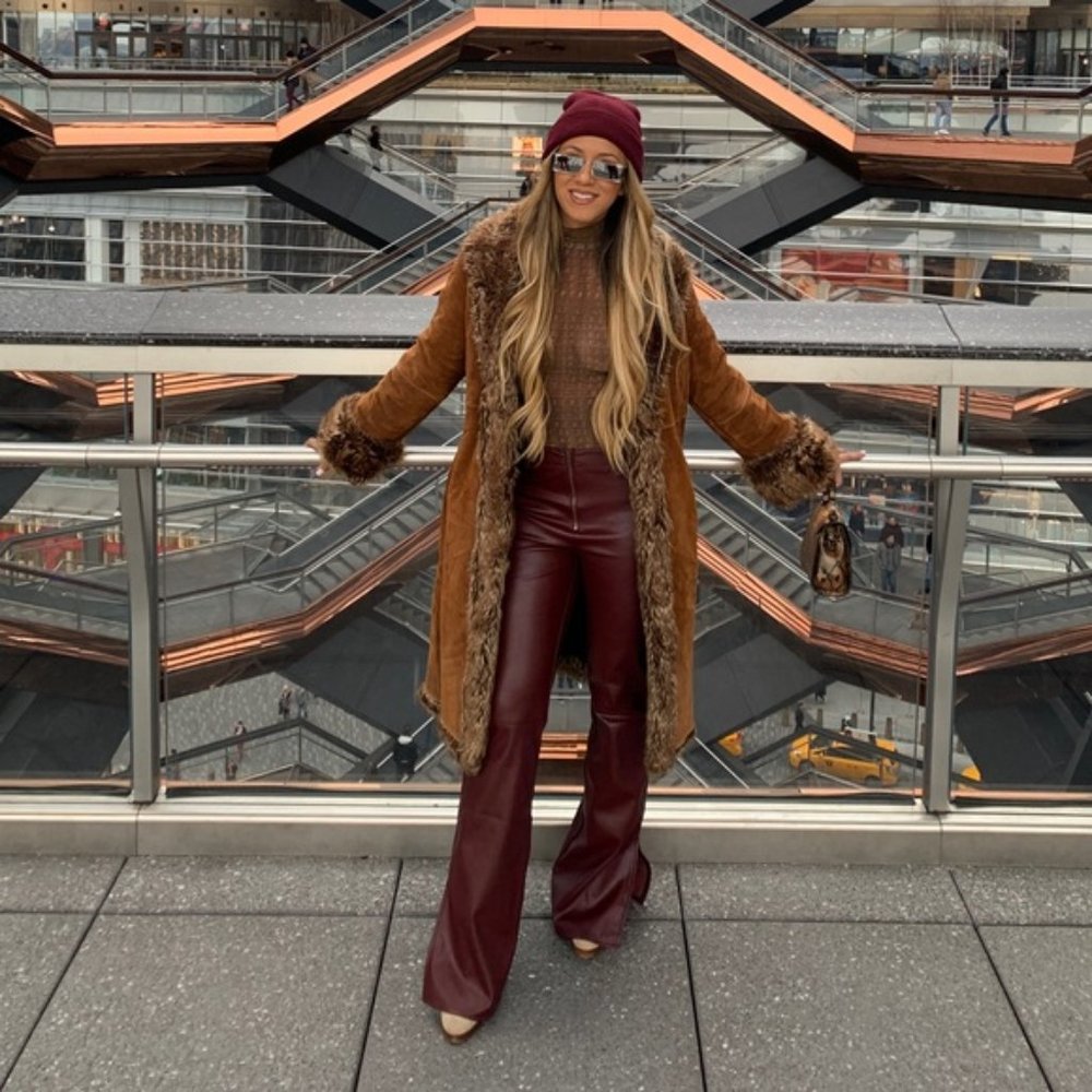 I.AM.GIA BNWT Romy Brown Burgundy Plum Leather Pant M 6 8 - Picture 8 of 8